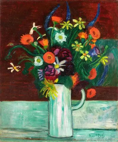 Blomsterbukett i vas av Raoul Dufy