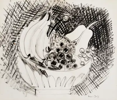 Päron i kompottskål av Raoul Dufy