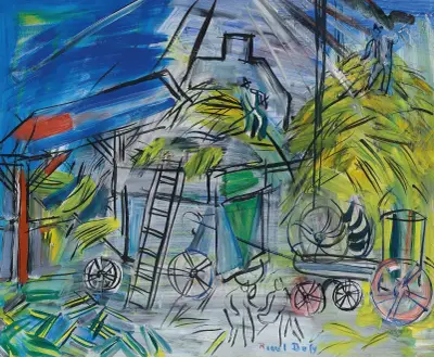 Dépiquage au ciel orageux av Raoul Dufy