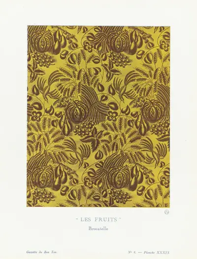 Gazette du Bon Ton – Owoce, Brokatowa tkanina, Raoul Dufy