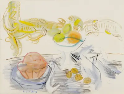 Stilleben med brioche och valnötter av Raoul Dufy