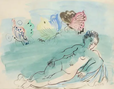 Nu aux papillons av Raoul Dufy