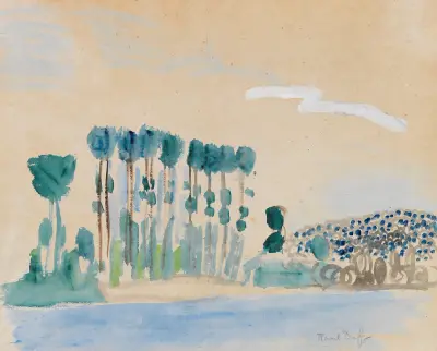 Utan titel (Träd vid vatten) av Raoul Dufy