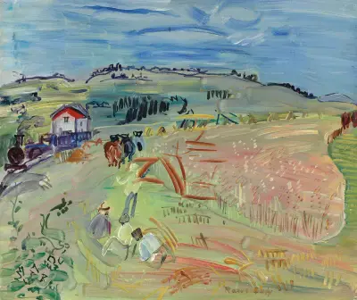 Paysage au champ de blé aux bœufs av Raoul Dufy