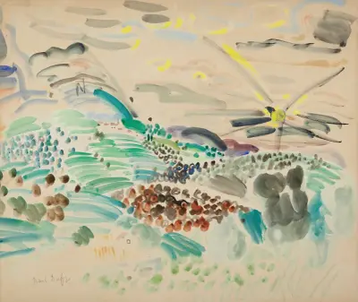 Landskap från Midi i solsken av Raoul Dufy