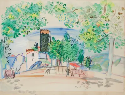 Utsikt över tornet i Vernet-les-Bains av Raoul Dufy