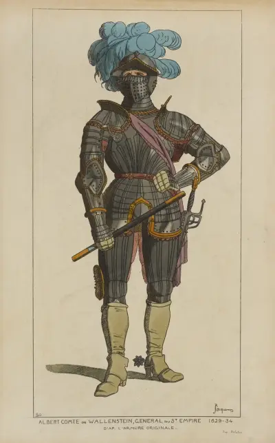 Albert Graf von Wallenstein, General des Heiligen Römischen Reiches. 1629–34. Nach der Originalrüstung. von Raphaël Jacquemin