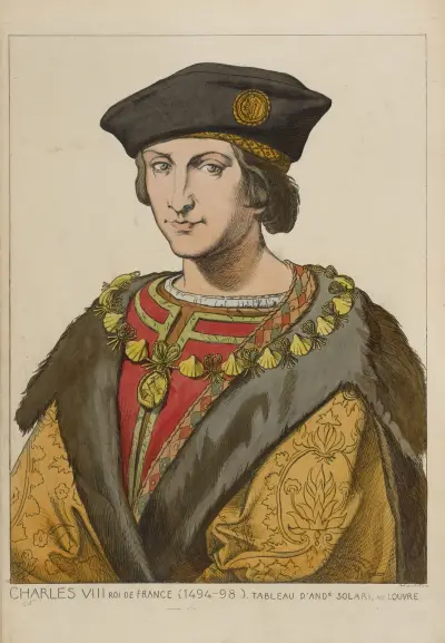 Charles VIII roi de France (1494-98). Tableau d’Andr[rea] Solari, au Louvre. av Raphaël Jacquemin