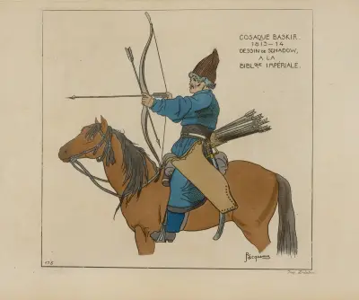 Baschkirischer Kosak. 1813–14. Zeichnung von Schadow, in der Kaiserlichen Bibliothek von Raphaël Jacquemin