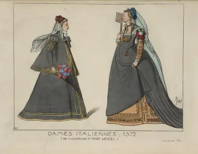 Italienische Damen, 1572. (Aus dem Werk von Hans Weigel.) von Raphaël Jacquemin