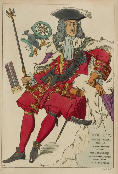 Fréderic 1er, roi de Prusse. 1701-13. Portrait anonyme du temps. Musée Historique de Neuchatel (Suisse.) av Raphaël Jacquemin