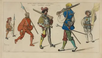 Krieger vom Beginn des 16. Jahrhunderts. Schweizer. Deutsche. Spanier. 1505. 1510. 1517. 1529. von Raphaël Jacquemin