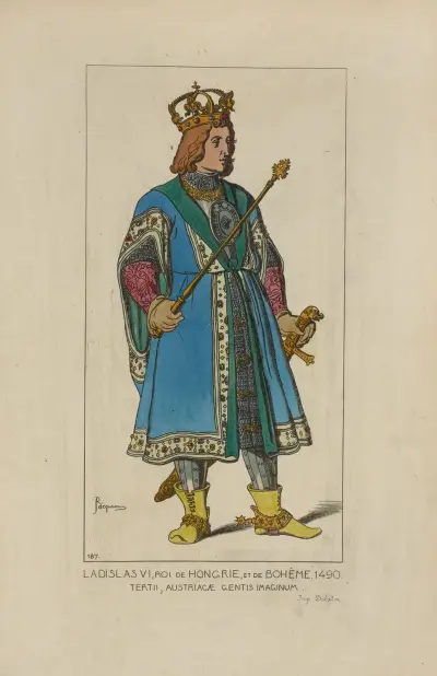 Ladislas VI, kung av Ungern och Böhmen. 1490. Tredje bandet, bilder av den österrikiska ätten. av Raphaël Jacquemin