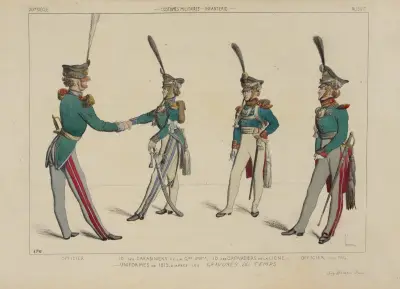Offizier, ebenso der Karabiniere der kaiserlichen Garde, ebenso der Grenadiere der Linie von Raphaël Jacquemin