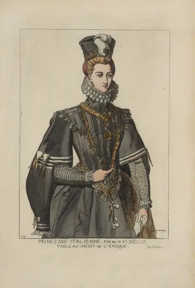 Princesse Italienne. Fin du XVI siècle. Tableau inédit de l’époque., Raphaël Jacquemin