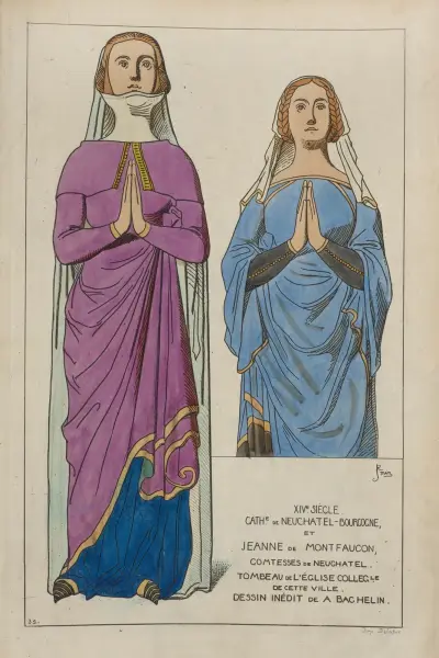 XIVe siècle. Katedralen i Neuchâtel-Bourgogne och Jeanne de Montfaucon, grevinnor av Neuchâtel av Raphaël Jacquemin