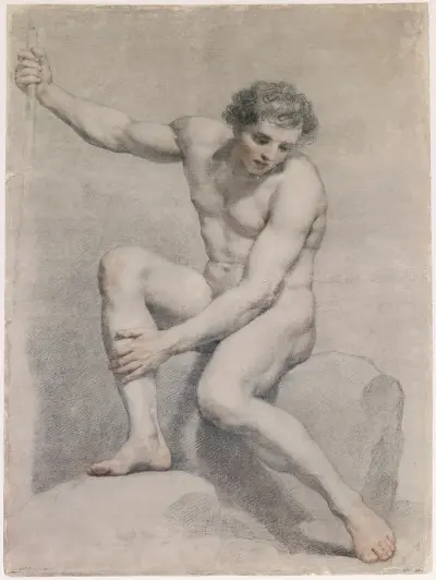 Sittande manlig akt av Anton Raphael Mengs