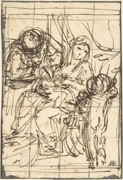 Den heliga familjen med Johannes döparen av Anton Raphael Mengs