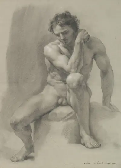 Sittande naken man av Anton Raphael Mengs