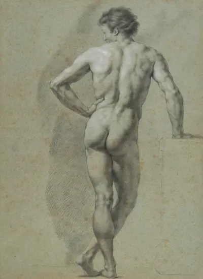 Stehender Rückenakt, den linken Arm eingestützt av Anton Raphael Mengs