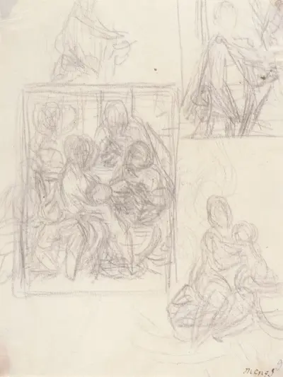 Studies of the Madonna and Child av Anton Raphael Mengs
