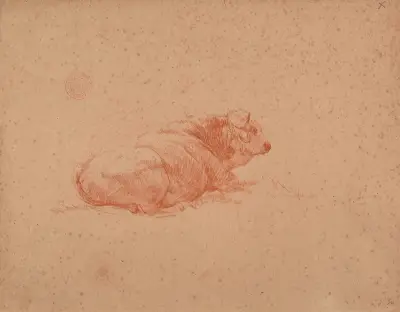 Studie av liggande oxe av Jacques-Raymond Brascassat