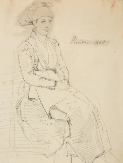 Étude de femme assise von Jacques-Raymond Brascassat