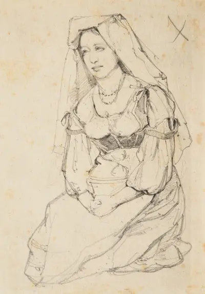 Étude de femme assise av Jacques-Raymond Brascassat