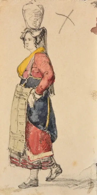 Studie av vattenbärerska av Jacques-Raymond Brascassat