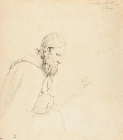 Studie av kapucinhuvud av Jacques-Raymond Brascassat