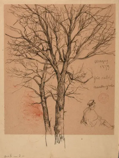 Studier av träd, figur och får av Jacques-Raymond Brascassat