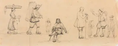 Studier av olika bondekostymer av Jacques-Raymond Brascassat