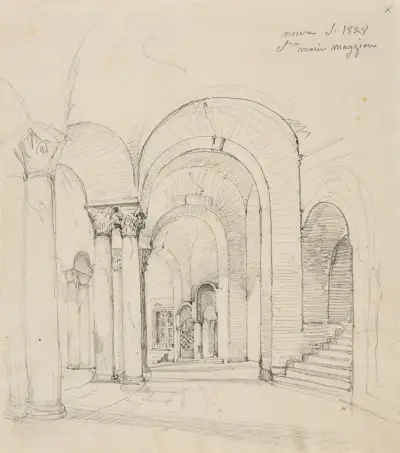 Interiör av Santa Maria Maggiore i Nocera av Jacques-Raymond Brascassat
