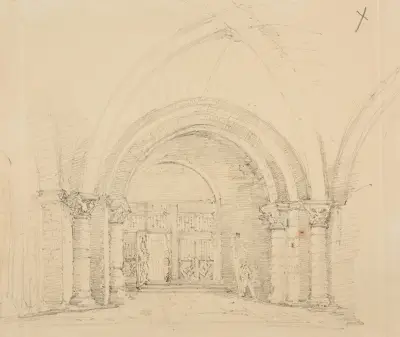 Interiör av norra portalen i katedralen Notre-Dame-de-l’Annonciation i Puy-en-Velay av Jacques-Raymond Brascassat