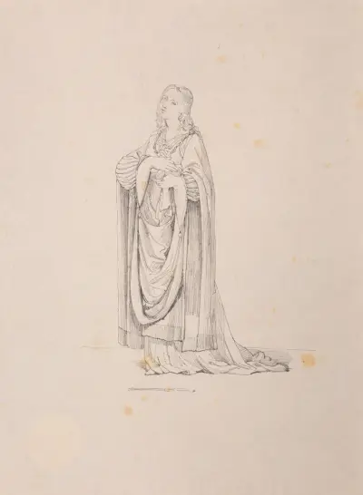 Jeune femme en costume XVe s. av Jacques-Raymond Brascassat