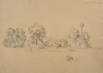 Landskap vid Trouville av Jacques-Raymond Brascassat