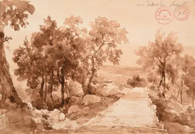 Väg genom skog av Jacques-Raymond Brascassat