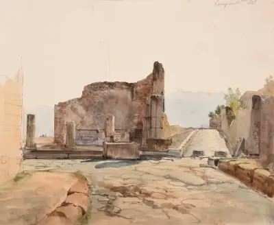 Gator och ruiner i Pompeji av Jacques-Raymond Brascassat