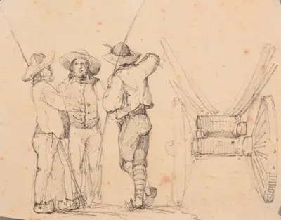 Tre oxdrivare och en vagn av Jacques-Raymond Brascassat