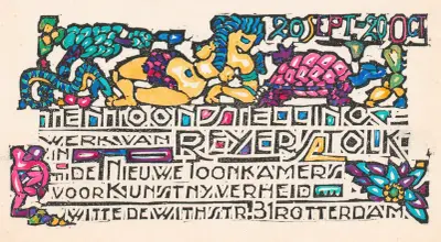 Aankondiging van een tentoonstelling van Reijer Stolk in Rotterdam av Reijer Stolk