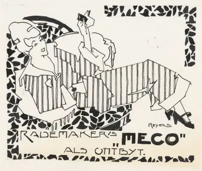 Ontwerp voor reclame voor `Rademaker’s Meco’ av Reijer Stolk