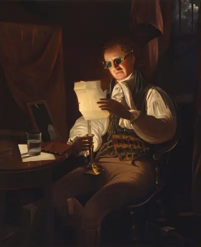 Man Reading By Candlelight av Rembrandt Peale