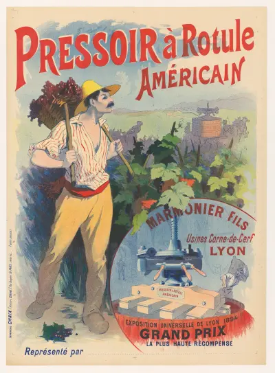 Pressoir à rotule américain… Marmonier Fils, Usines Corne-de-Cerf, Lyon av René Péan