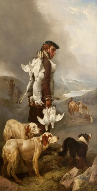 Winter Shooting, Hares And Ptarmigan av Richard Ansdell