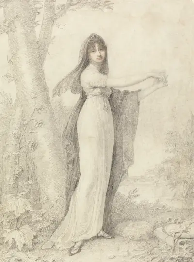 Portrait of a Lady Standing near a Lake av Richard Cosway