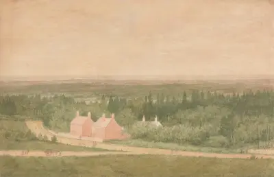 Landscape with Cottages, Broadmoor av Richard Dadd