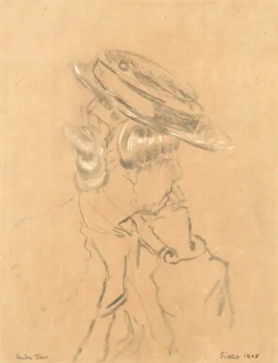 Studie av flicka i stråhatt av Walter Richard Sickert