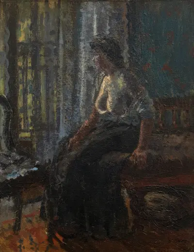 Woman Seated at a Window (Mornington Crescent) av Walter Richard Sickert