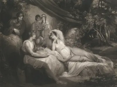 Telemachus relating his Adventures to Calypso av Richard Westall