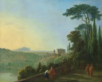 Jezero Nemi a Genzano z terasy kapucínského kláštera, Richard Wilson